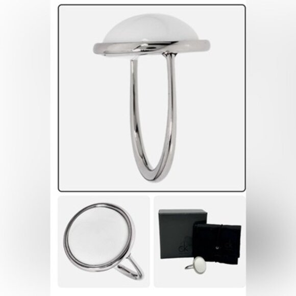 CALVIN KLEIN White Loop Two Tone Ring NWT - Picture 1 of 4